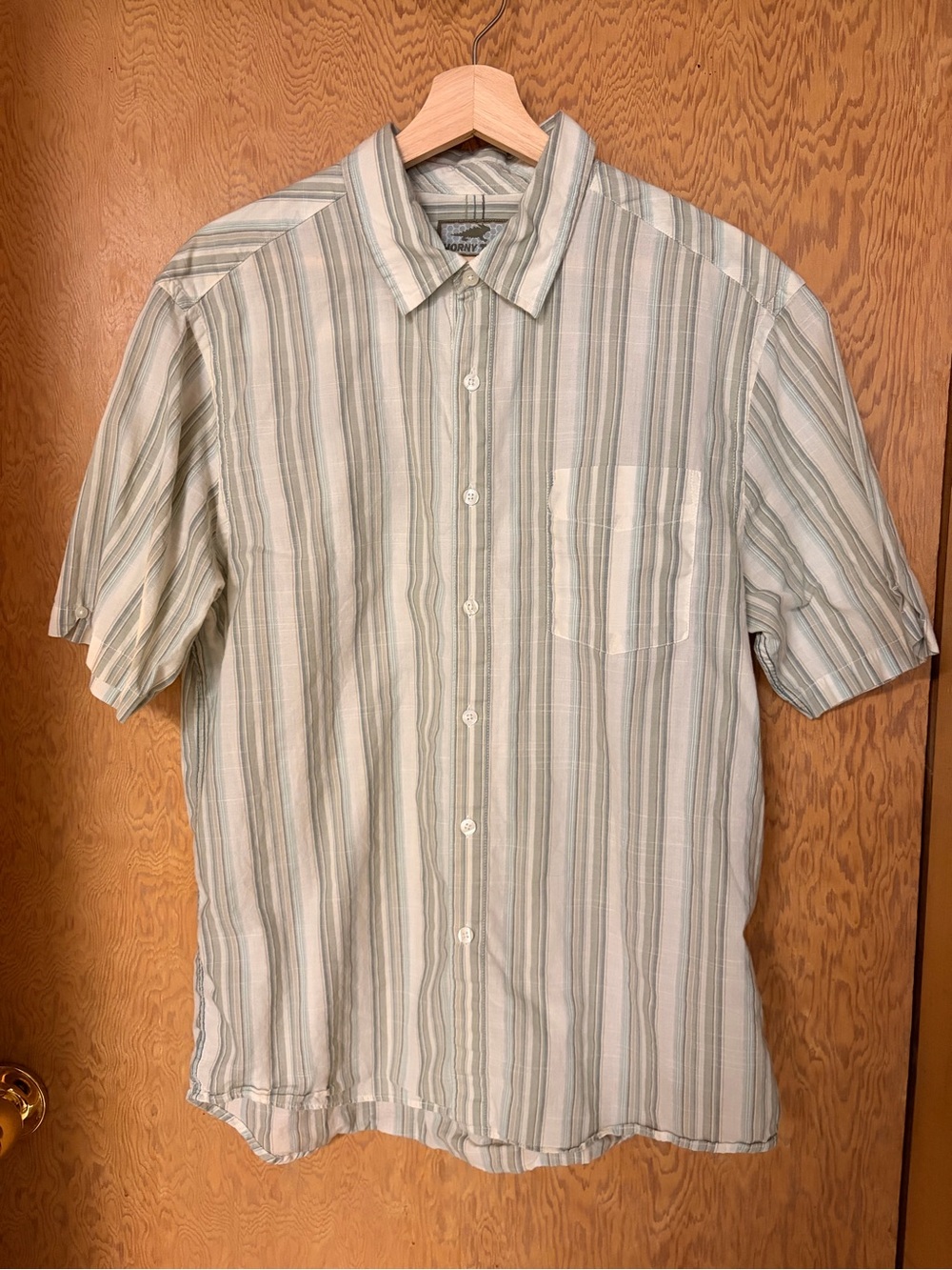 Horny Toad Striped Short-Sleeve Button-Down Shirt - Sage & Cream